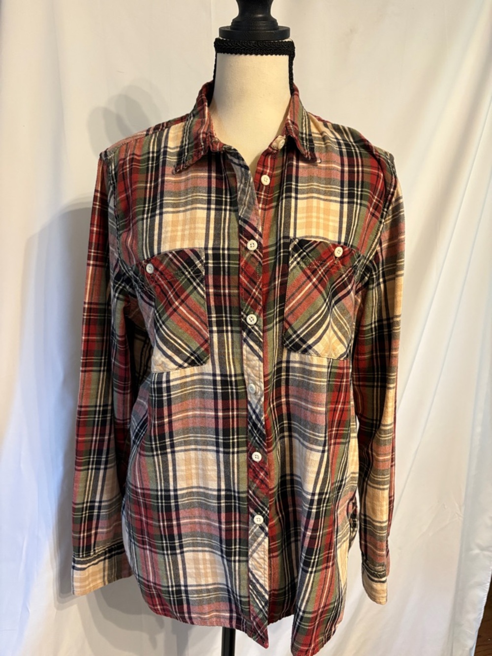 Ralph Lauren Denim & Supply Plaid Button-Up in Red, Black & Green 100%Cotton.